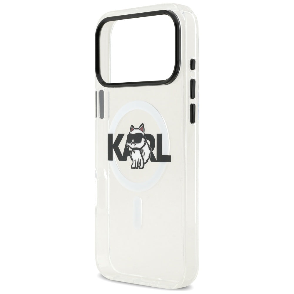 Ovitek MagSafe za Apple iPhone 17 Pro Max, Karl Lagerfeld, IML Sketch Logo Choupette, Prozoren