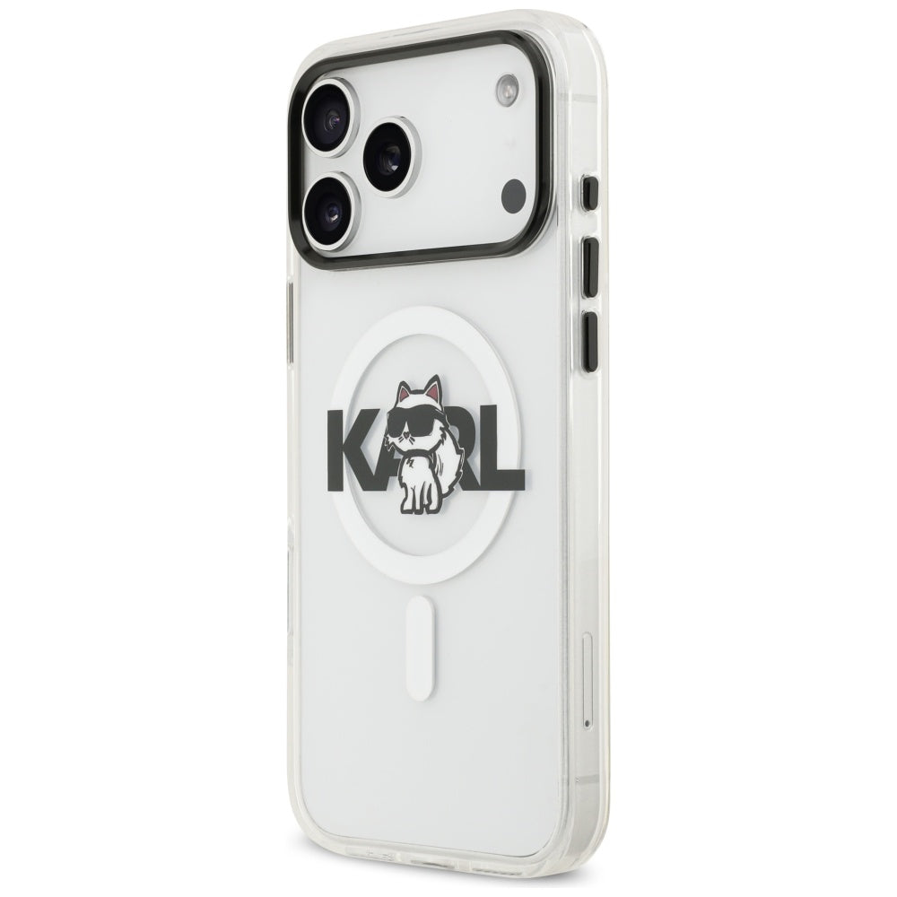Ovitek MagSafe za Apple iPhone 17 Pro Max, Karl Lagerfeld, IML Sketch Logo Choupette, Prozoren