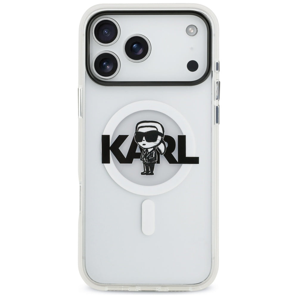 Ovitek MagSafe za Apple iPhone 17 Pro Max, Karl Lagerfeld, IML Sketch Logo Karl, Prozoren