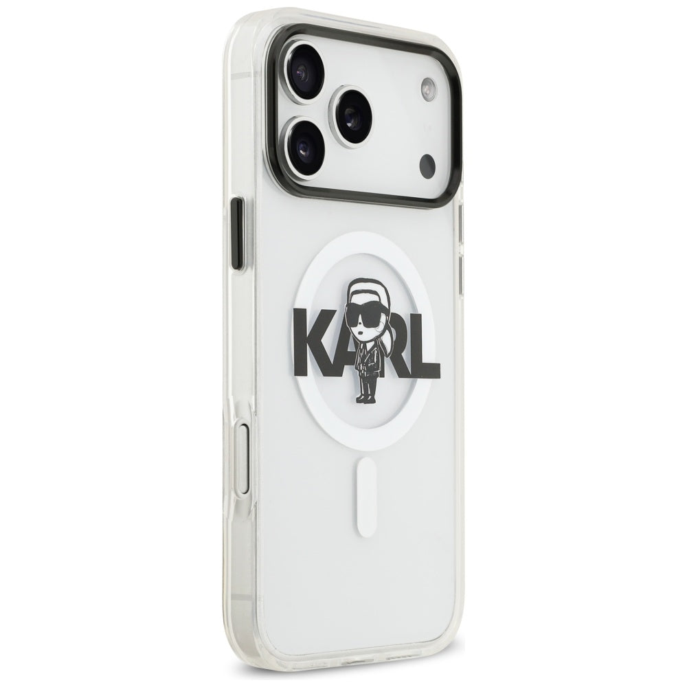 Ovitek MagSafe za Apple iPhone 17 Pro Max, Karl Lagerfeld, IML Sketch Logo Karl, Prozoren