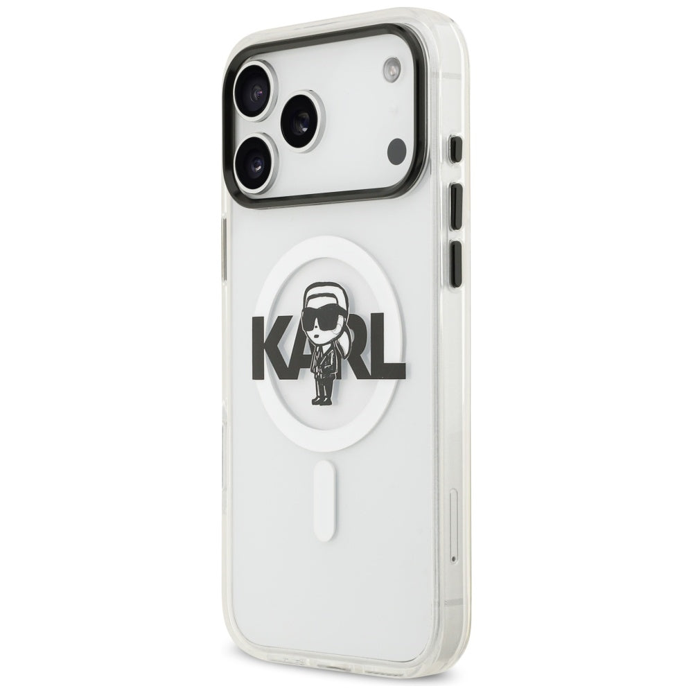 Ovitek MagSafe za Apple iPhone 17 Pro Max, Karl Lagerfeld, IML Sketch Logo Karl, Prozoren