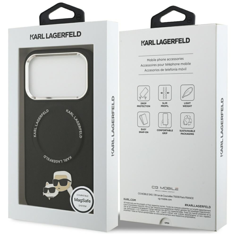 MagSafe ovitek za Apple iPhone 17 Pro Max, Karl Lagerfeld, Karl & Choupette Pins, črn
