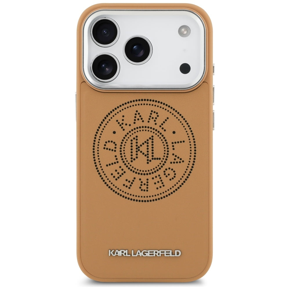 Ovitek MagSafe za Apple iPhone 17 Pro Max, Karl Lagerfeld, Point & Metal Logo, Rjava