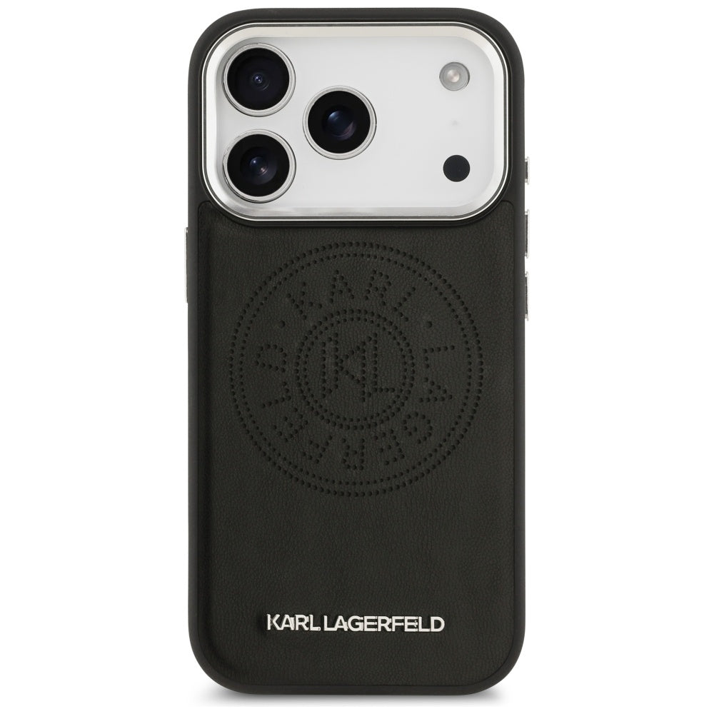 Ovitek MagSafe za Apple iPhone 17 Pro Max, Karl Lagerfeld, Point & Metal Logo, Črn