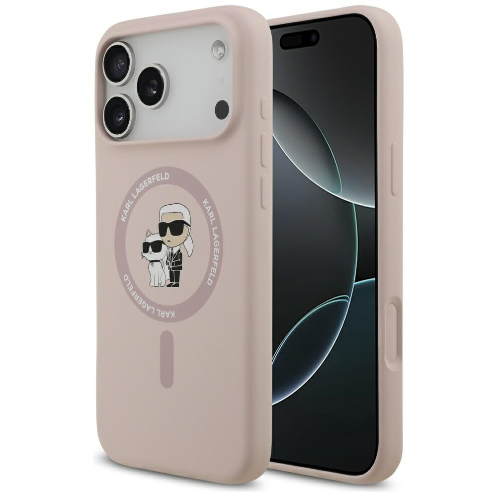Ovitek MagSafe za Apple iPhone 17 Pro Max, Karl Lagerfeld, Ring Karl & Choupette, Roza