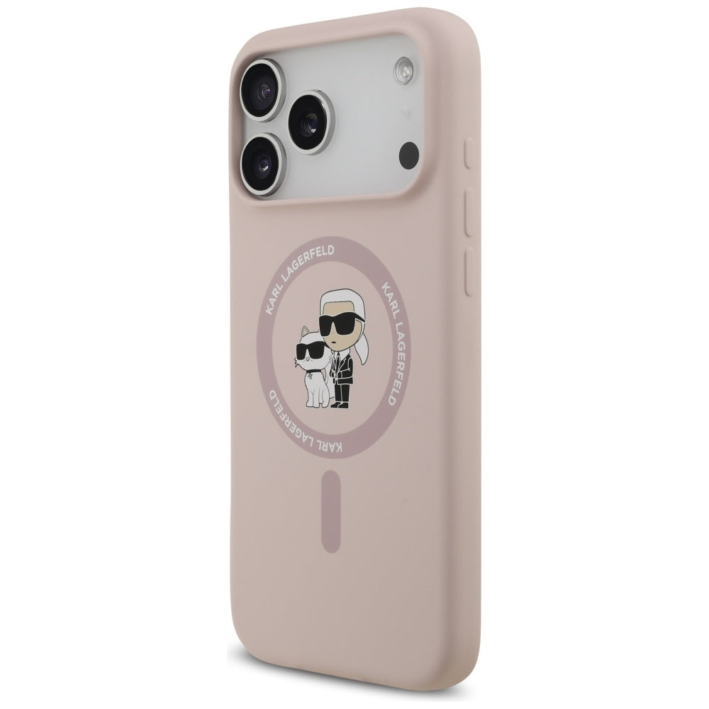 Ovitek MagSafe za Apple iPhone 17 Pro Max, Karl Lagerfeld, Ring Karl & Choupette, Roza