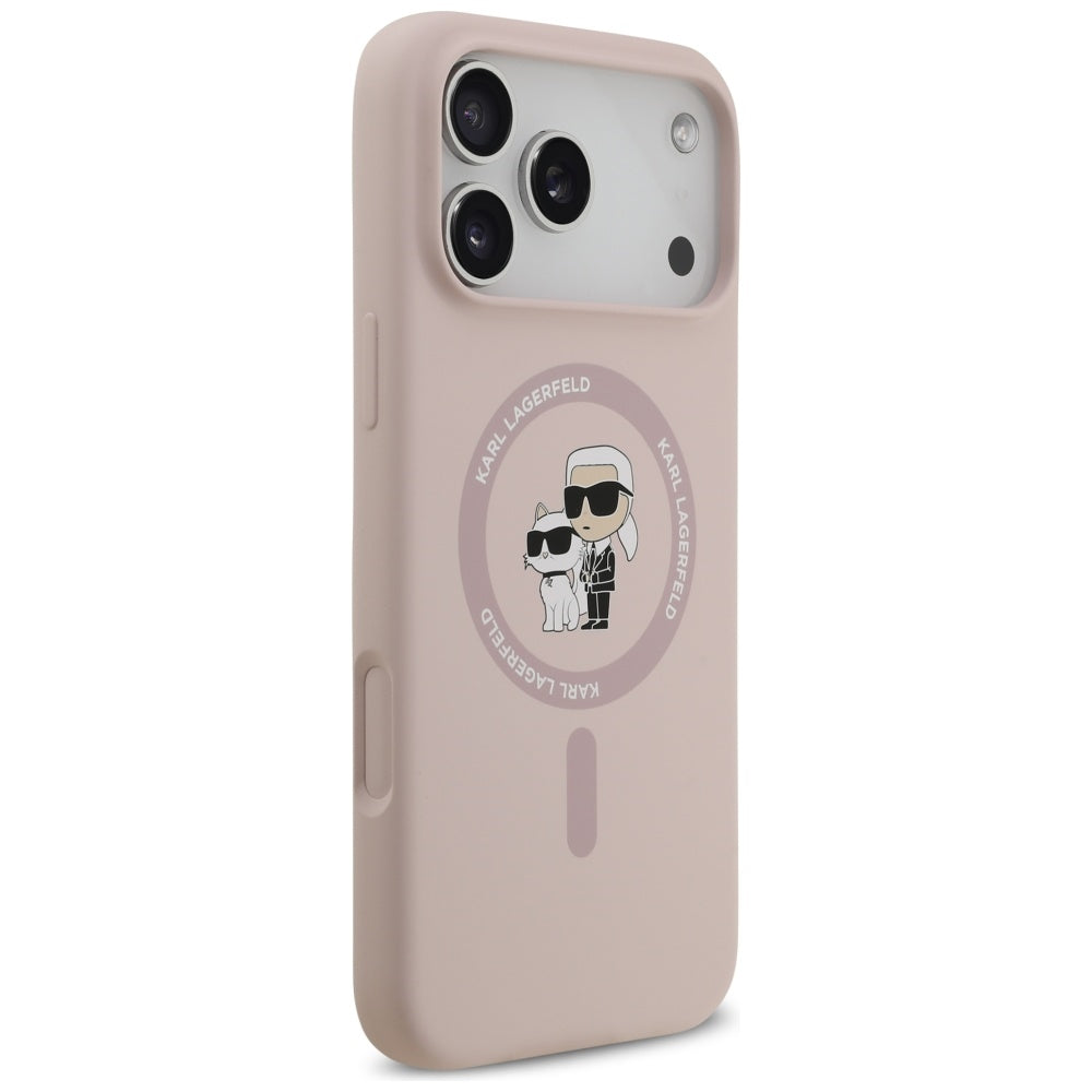 Ovitek MagSafe za Apple iPhone 17 Pro Max, Karl Lagerfeld, Ring Karl & Choupette, Roza