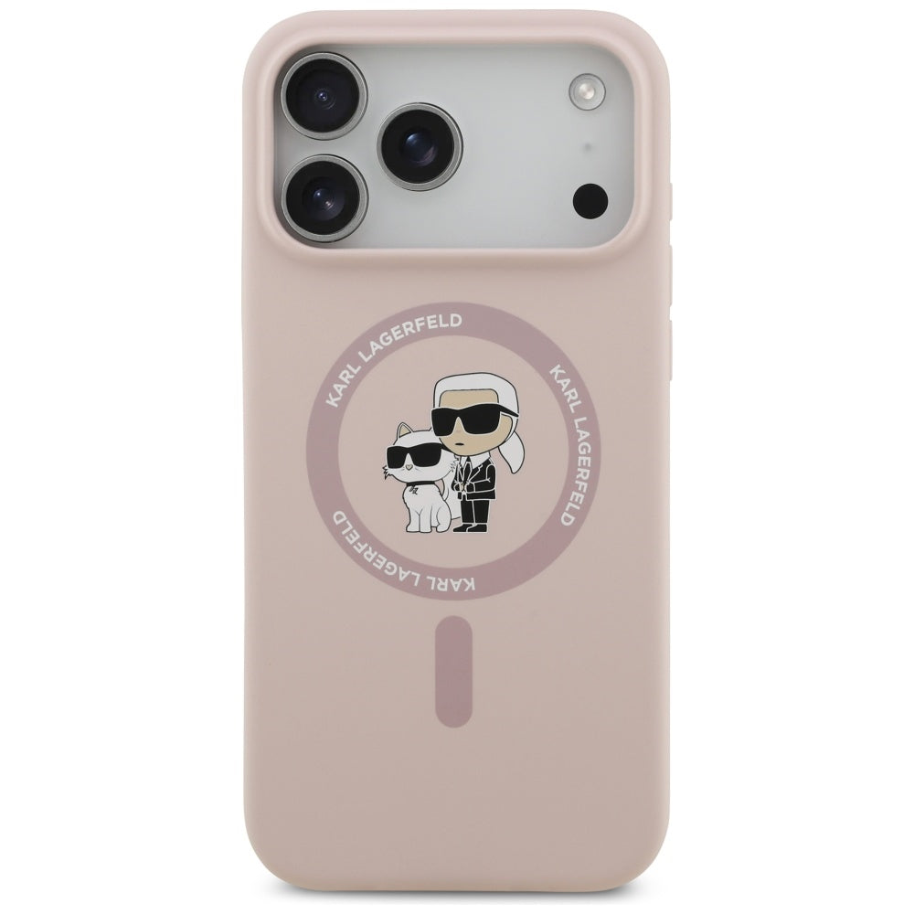 Ovitek MagSafe za Apple iPhone 17 Pro Max, Karl Lagerfeld, Ring Karl & Choupette, Roza