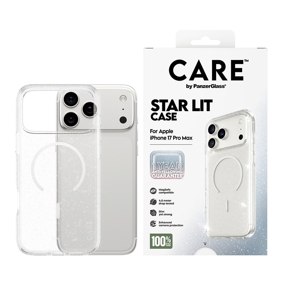 Ovitek MagSafe za Apple iPhone 17 Pro Max, PanzerGlass, Care Urban Explorer Star Lit, Prosojna Bela