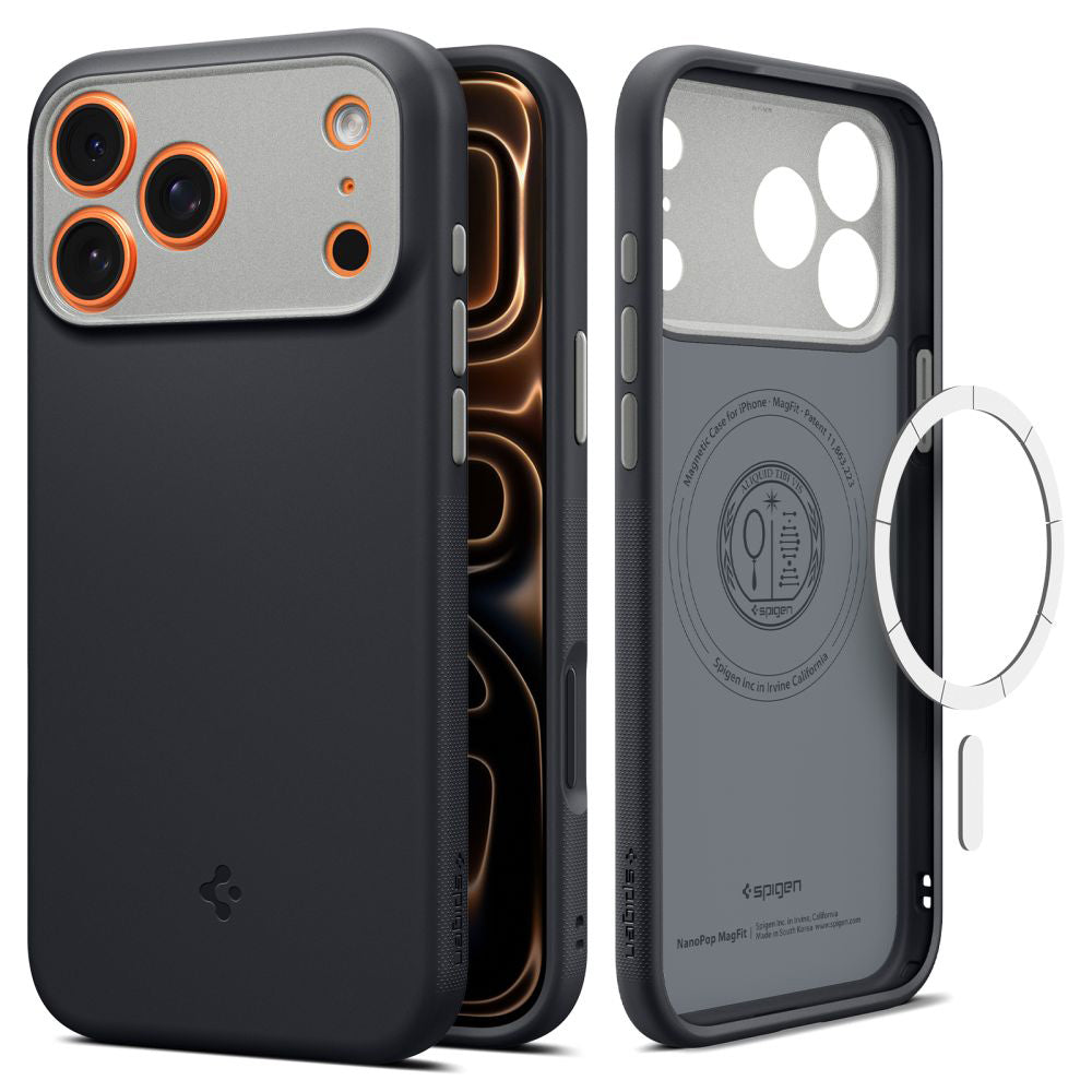 Ovitek MagSafe za Apple iPhone 17 Pro Max, Spigen, Caseology Nano Pop, Črn