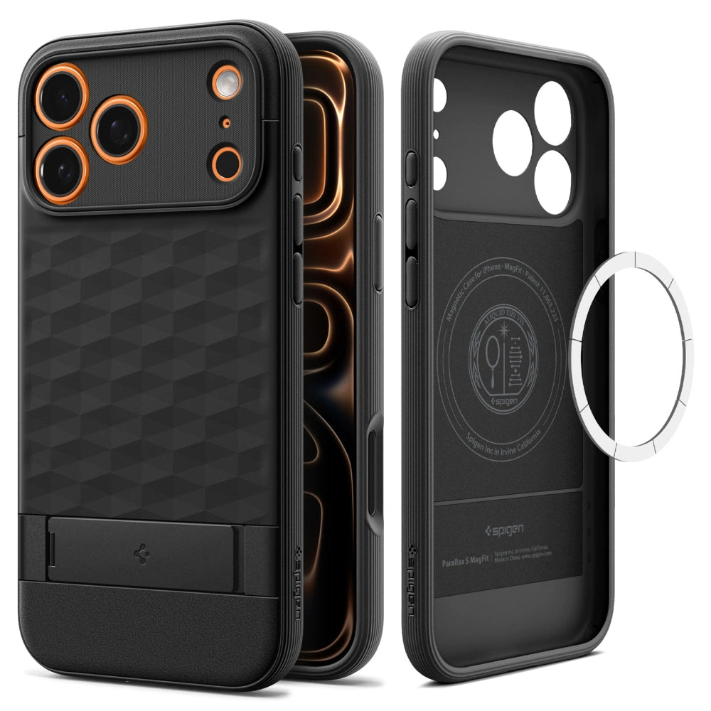 Ovitek MagSafe za Apple iPhone 17 Pro Max, Spigen, Caseology Parallax S, Mat Črna