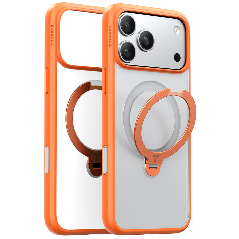 Ovitek MagSafe za Apple iPhone 17 Pro Max, Torras, Ostand Spin, Oranžen