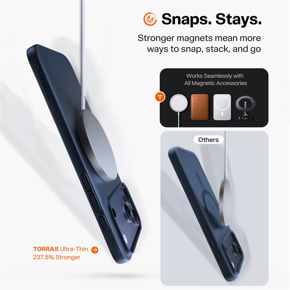 Ovitek MagSafe za Apple iPhone 17 Pro Max, Torras, SlimFit, Mornarsko modra