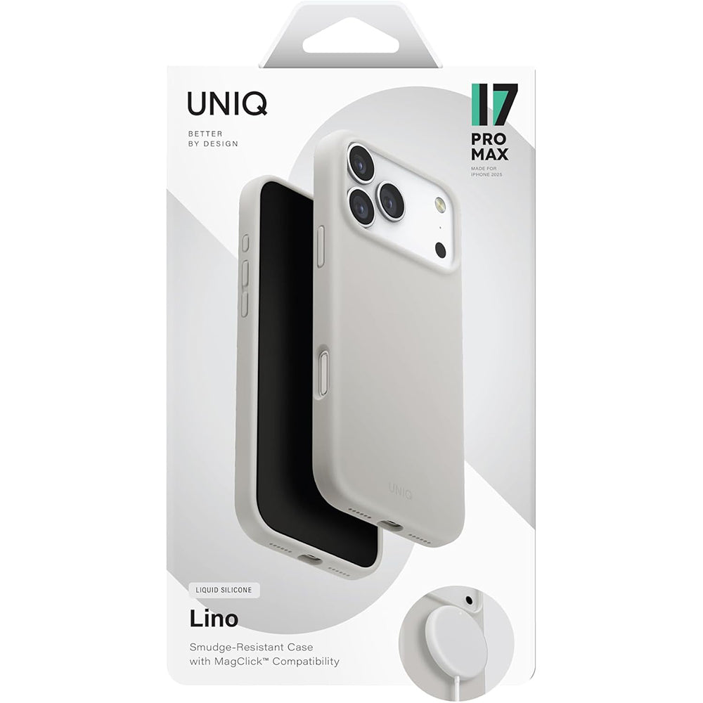 Ovitek MagSafe za Apple iPhone 17 Pro Max, UNIQ, Lino MagClick, Siv