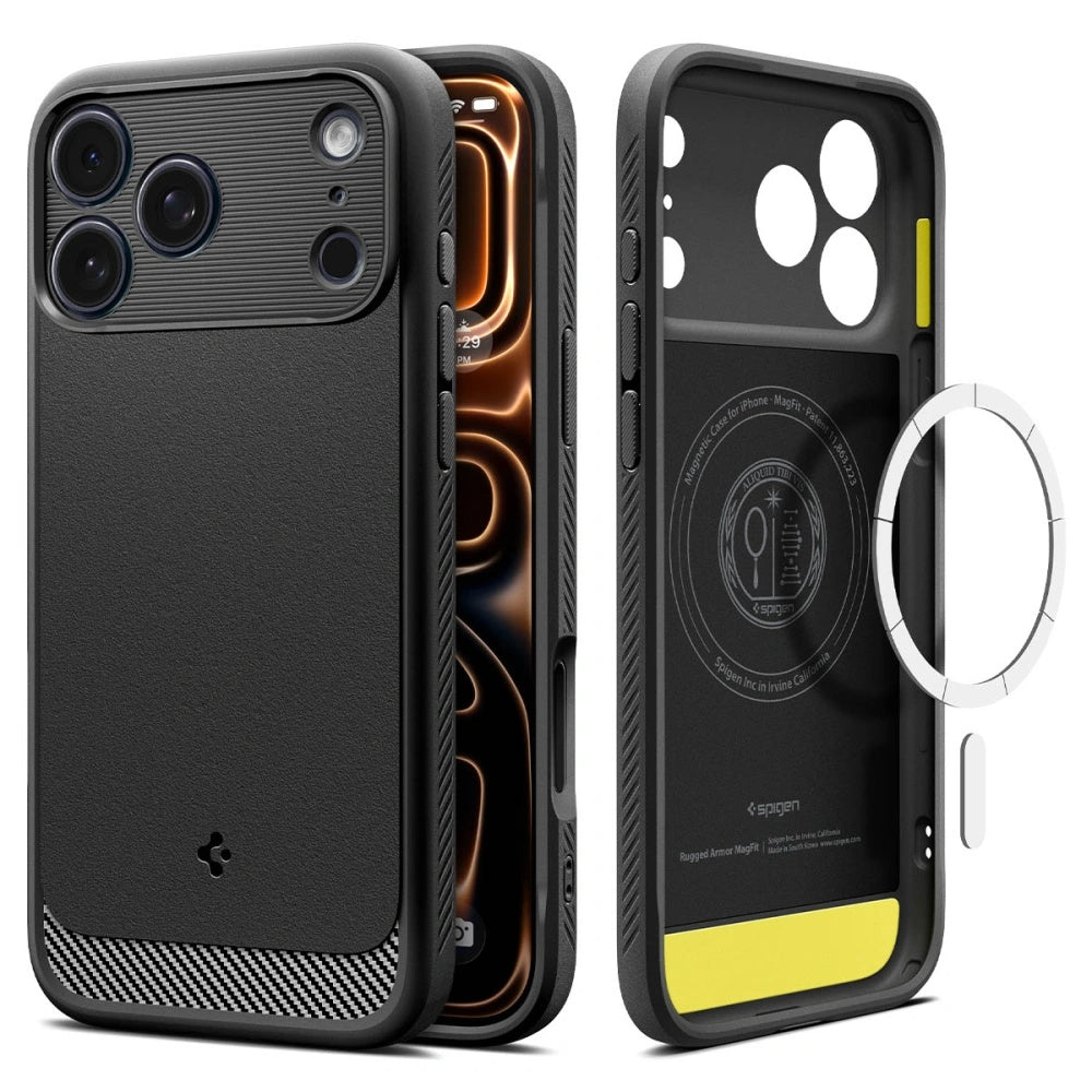 Ovitek MagSafe za Apple iPhone 17 Pro, Spigen, Rugged Armor, Mat Črn ACS10329