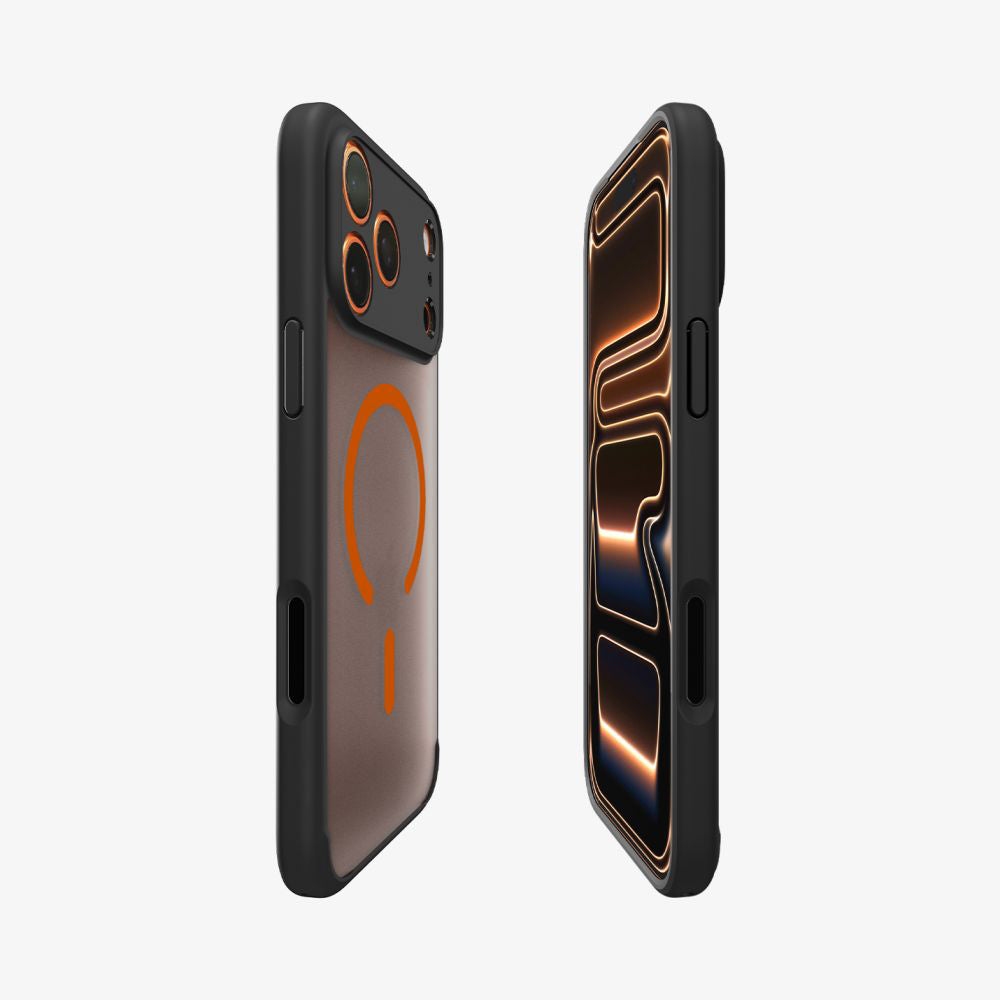 Ovitek MagSafe za Apple iPhone 17 Pro, Spigen, Ultra Hybrid, Črno Oranžen Satin ACS10483