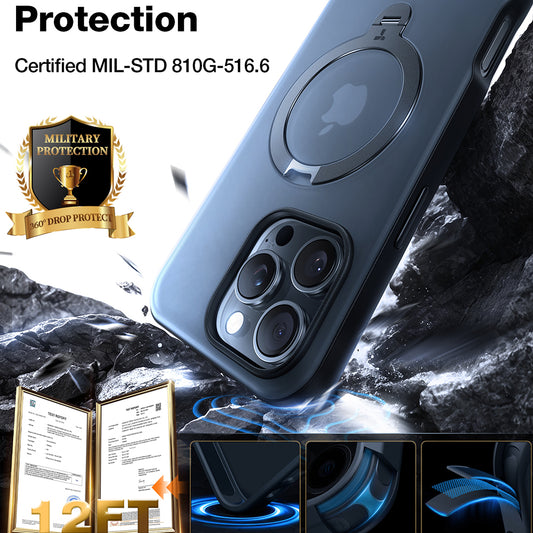 Ovitek MagSafe za Apple iPhone 17 Pro, Torras, Ostand Spin, Modra