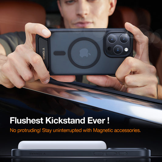 Ovitek MagSafe za Apple iPhone 17 Pro, Torras, Pstand, Črn