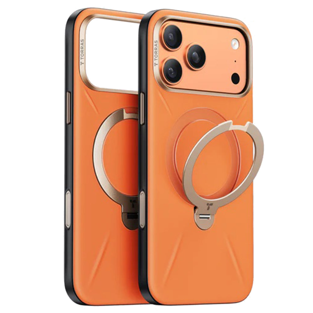 MagSafe ovitek za Apple iPhone 17 Pro, Torras, QPRO Leather, Oranžna