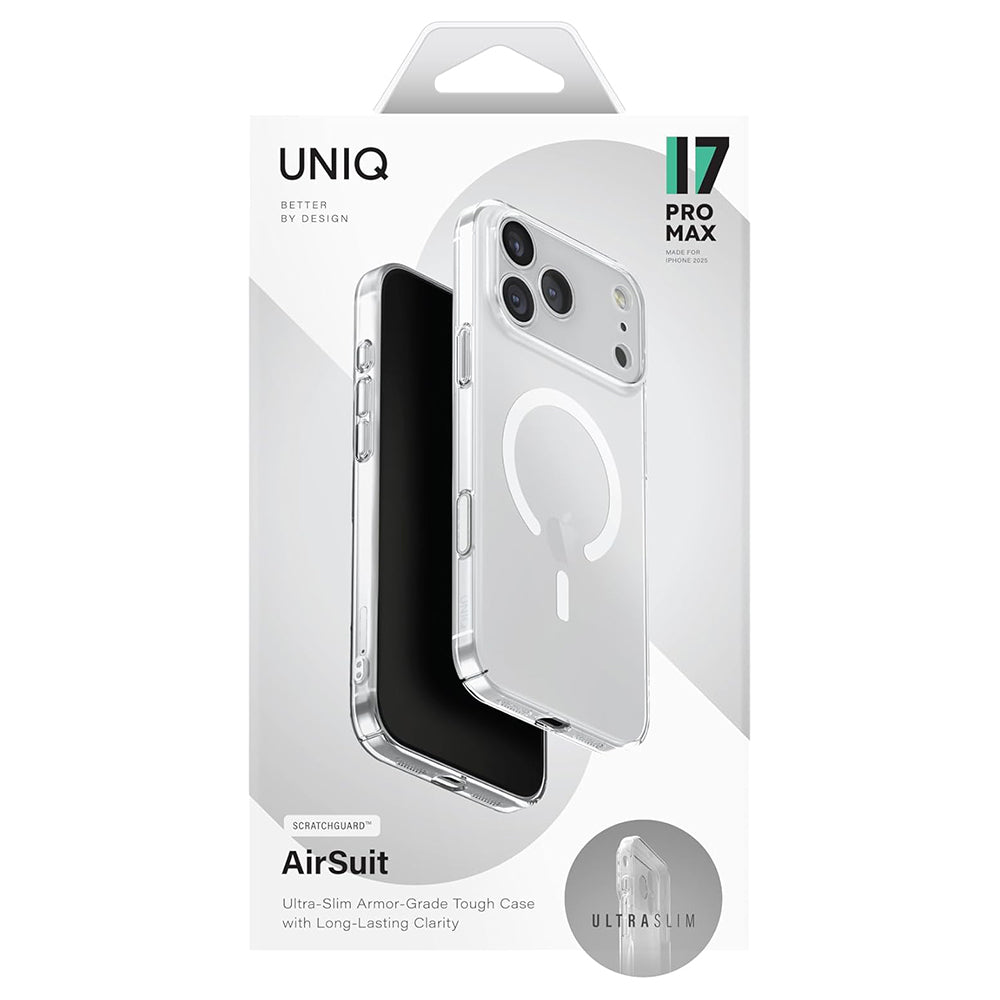 Ovitek MagSafe za Apple iPhone 17 Pro, UNIQ, AirSuit MagClick, Prozoren