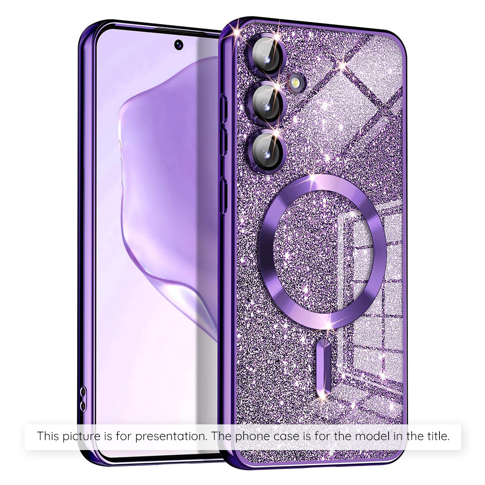 Ovitek MagSafe za Apple iPhone 17, Techsuit, Luxury Glitter, Temno Vijolična