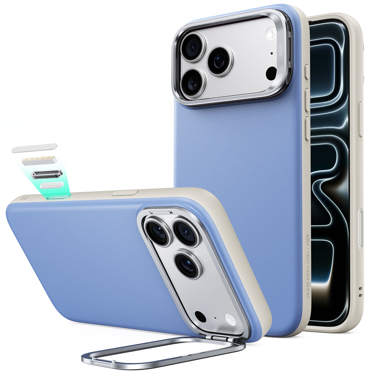 MagSafe ovitek za Apple iPhone 18 Pro / 17 Pro, ESR, Atelier z nosilcem, modra