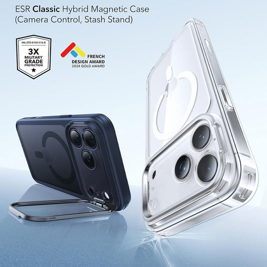MagSafe ovitek za Apple iPhone 18 Pro / 17 Pro, ESR, Classic Hybrid Kickstand, Satinirano modra