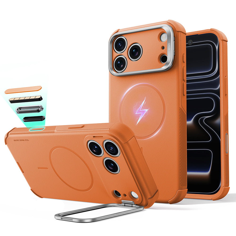 Ovitek MagSafe za Apple iPhone 18 Pro / 17 Pro, ESR, Cyber Armor Kickstand, oranžen