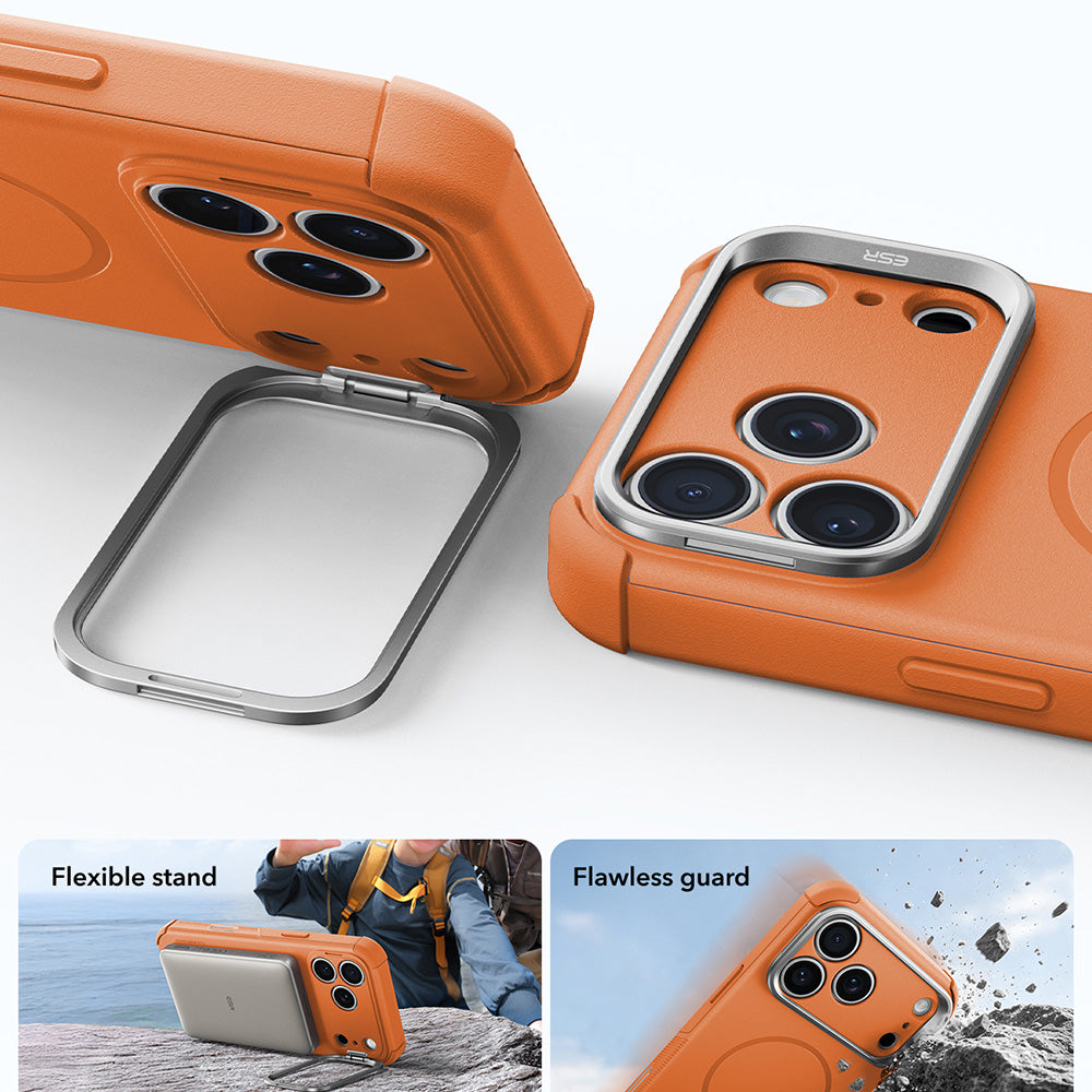 Ovitek MagSafe za Apple iPhone 18 Pro / 17 Pro, ESR, Cyber Armor Kickstand, oranžen