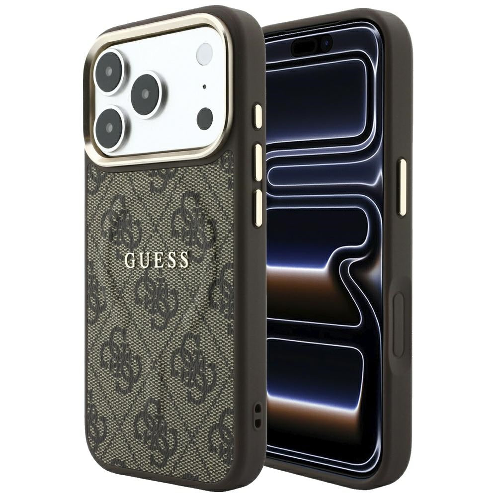 MagSafe ovitek za Apple iPhone 18 Pro / 17 Pro, Guess, 4G Relief Classic, rjav