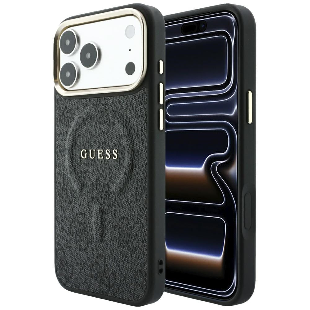 MagSafe ovitek za Apple iPhone 18 Pro / 17 Pro, Guess, 4G Relief Classic, Črn