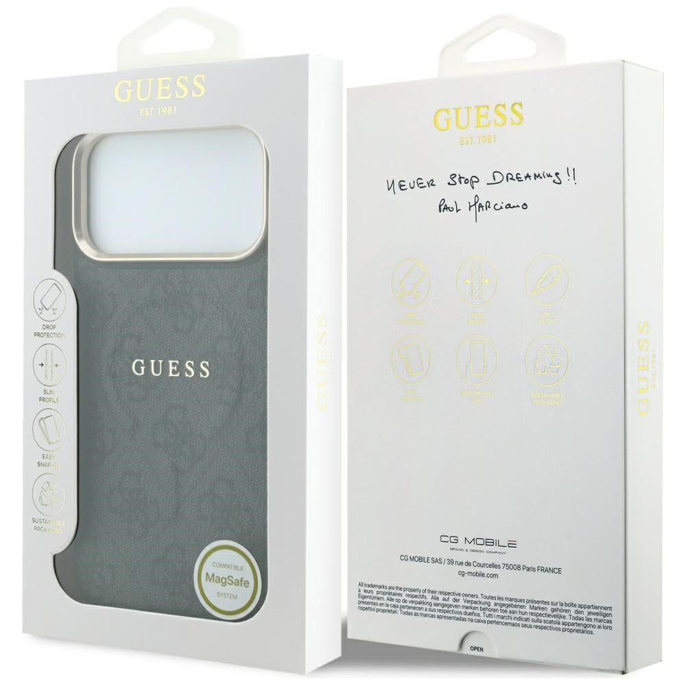 MagSafe ovitek za Apple iPhone 18 Pro / 17 Pro, Guess, 4G Relief Classic, Črn