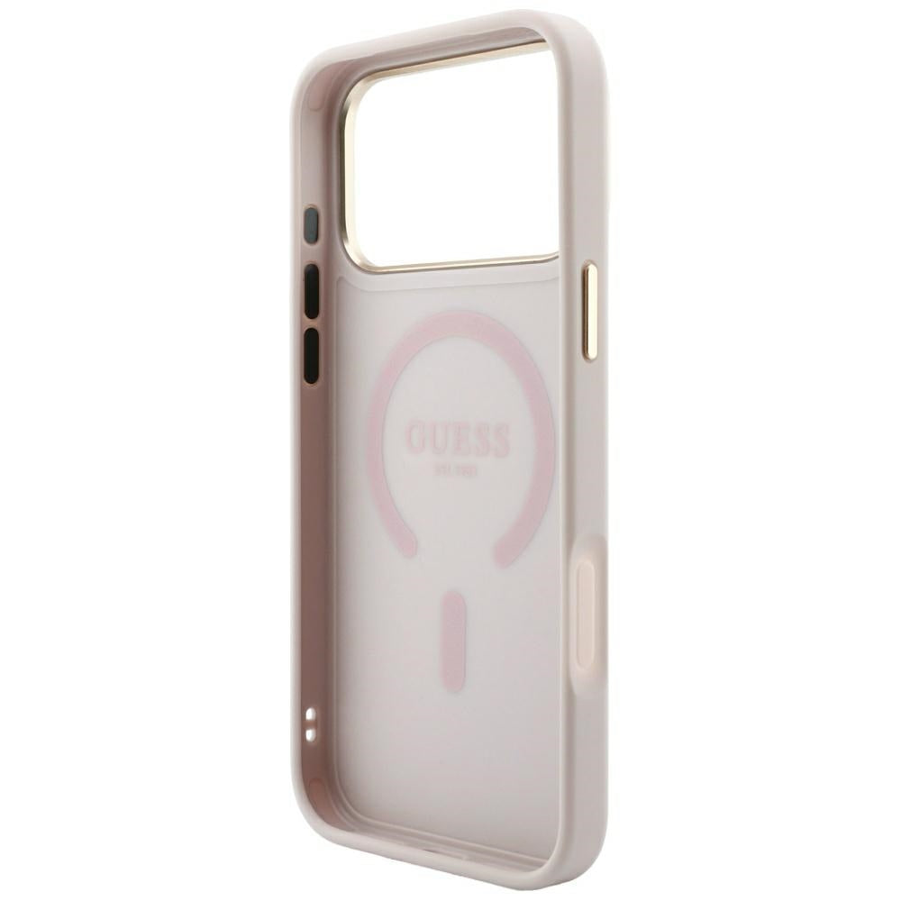 MagSafe ovitek za Apple iPhone 18 Pro / 17 Pro, Guess, 4G Reliefni Klasični, Roza