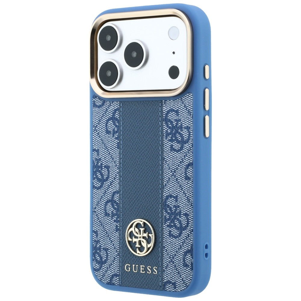 MagSafe ovitek za Apple iPhone 18 Pro / 17 Pro, Guess, 4G Stripe Round Classic Logo, modra