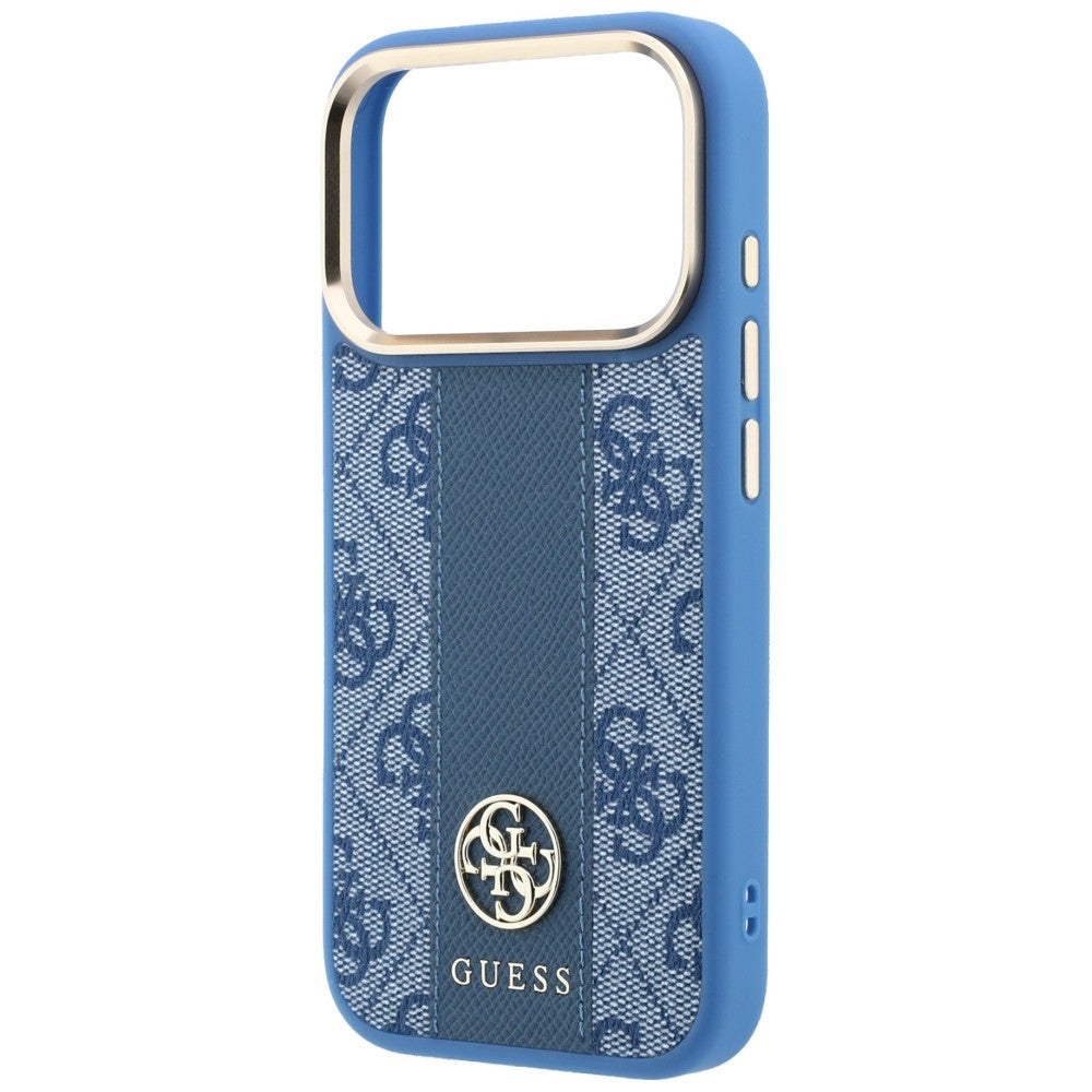 MagSafe ovitek za Apple iPhone 18 Pro / 17 Pro, Guess, 4G Stripe Round Classic Logo, modra