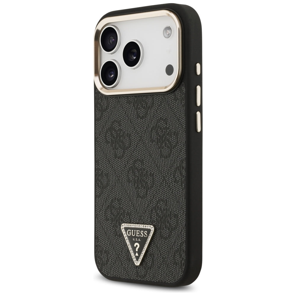Ovitek MagSafe za Apple iPhone 18 Pro / 17 Pro, Guess, 4G Triangle Logo, Črn