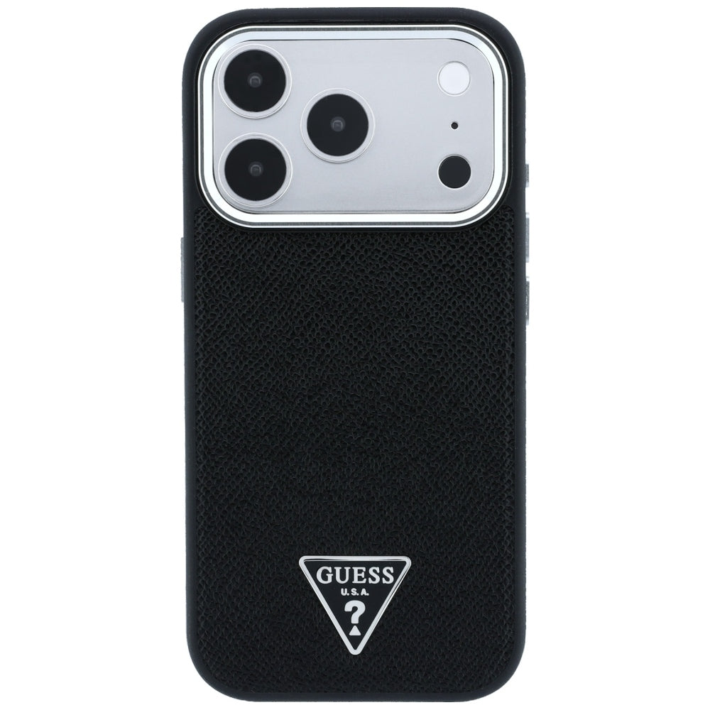 MagSafe Case for Apple iPhone 18 Pro / 17 Pro, Guess, Grained Triangle Logo, Black