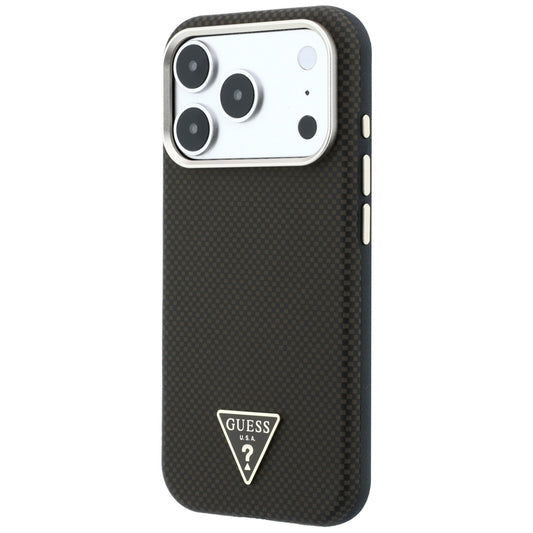 MagSafe ovitek za Apple iPhone 18 Pro / 17 Pro, Guess, Kevlar trikotni logotip, rjav
