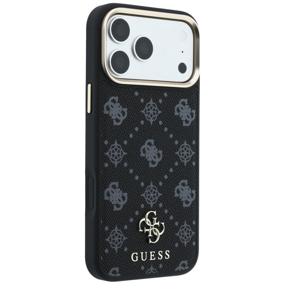 Ovitek MagSafe za Apple iPhone 18 Pro / 17 Pro, Guess, Peony 4G majhen logotip, črn