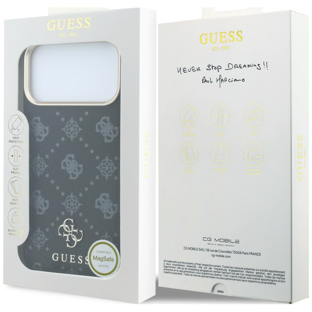Ovitek MagSafe za Apple iPhone 18 Pro / 17 Pro, Guess, Peony 4G majhen logotip, črn