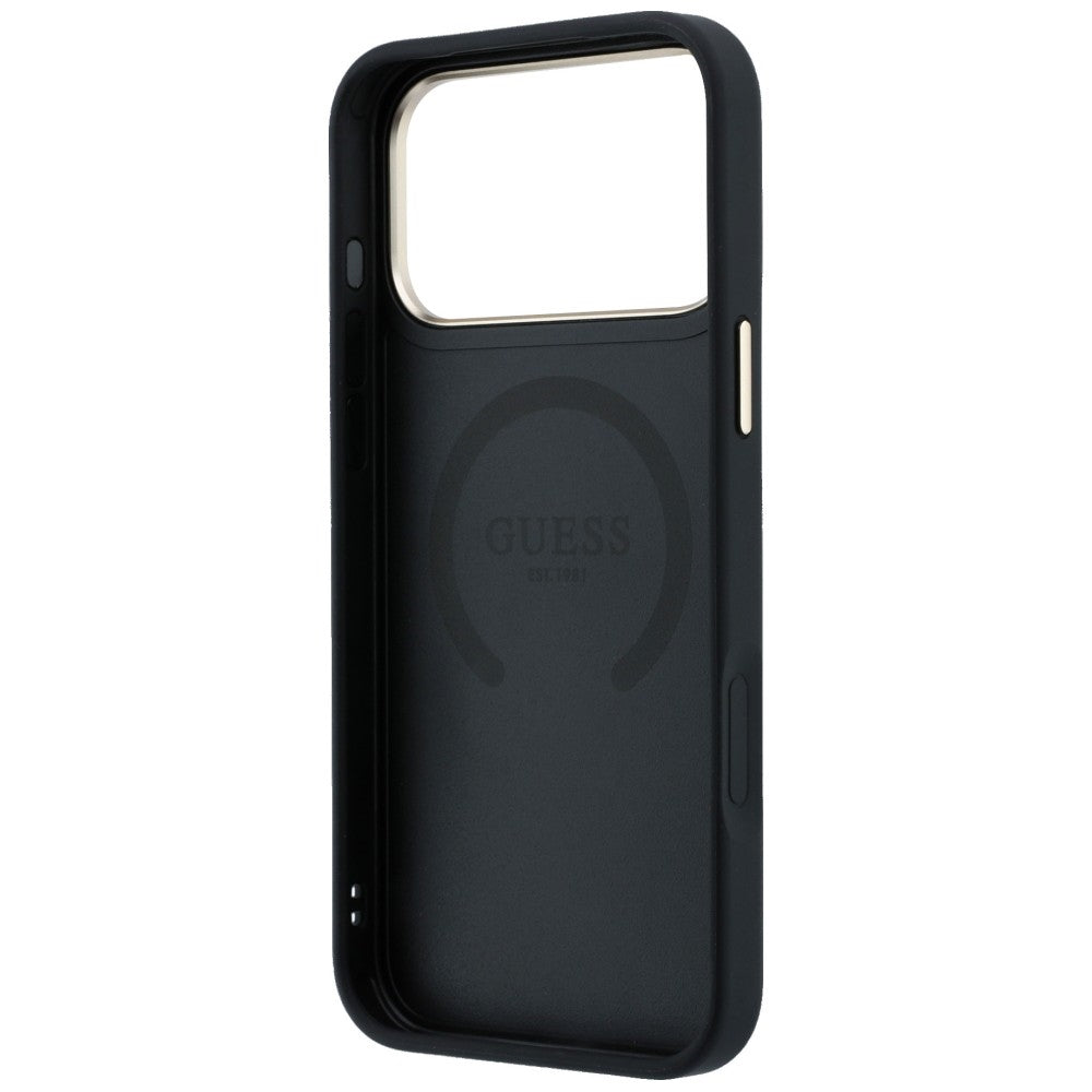 Ovitek MagSafe za Apple iPhone 18 Pro / 17 Pro, Guess, Peony 4G majhen logotip, črn