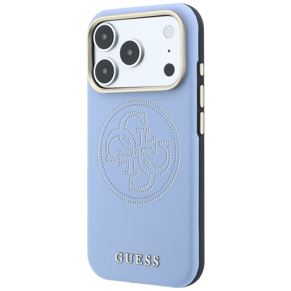 Ovitek MagSafe za Apple iPhone 18 Pro / 17 Pro, Guess, perforiran 4G, modra