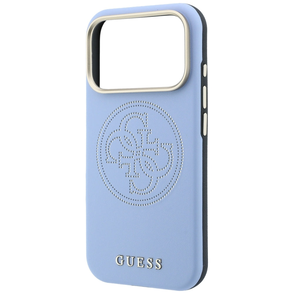 Ovitek MagSafe za Apple iPhone 18 Pro / 17 Pro, Guess, perforiran 4G, modra