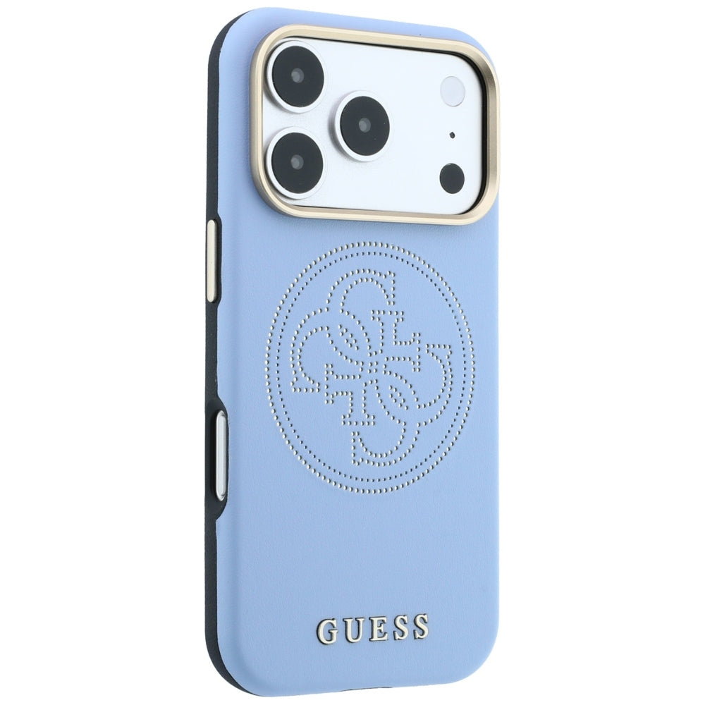 Ovitek MagSafe za Apple iPhone 18 Pro / 17 Pro, Guess, perforiran 4G, modra
