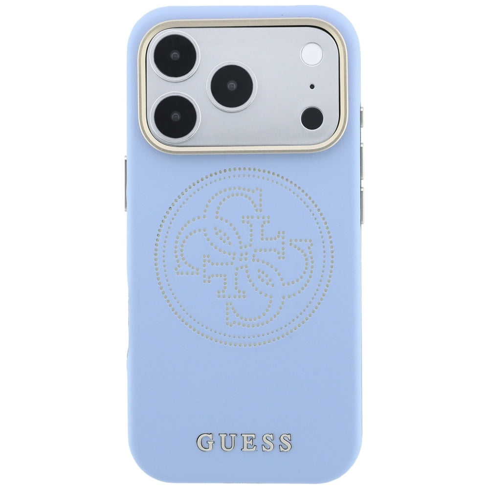 Ovitek MagSafe za Apple iPhone 18 Pro / 17 Pro, Guess, perforiran 4G, modra
