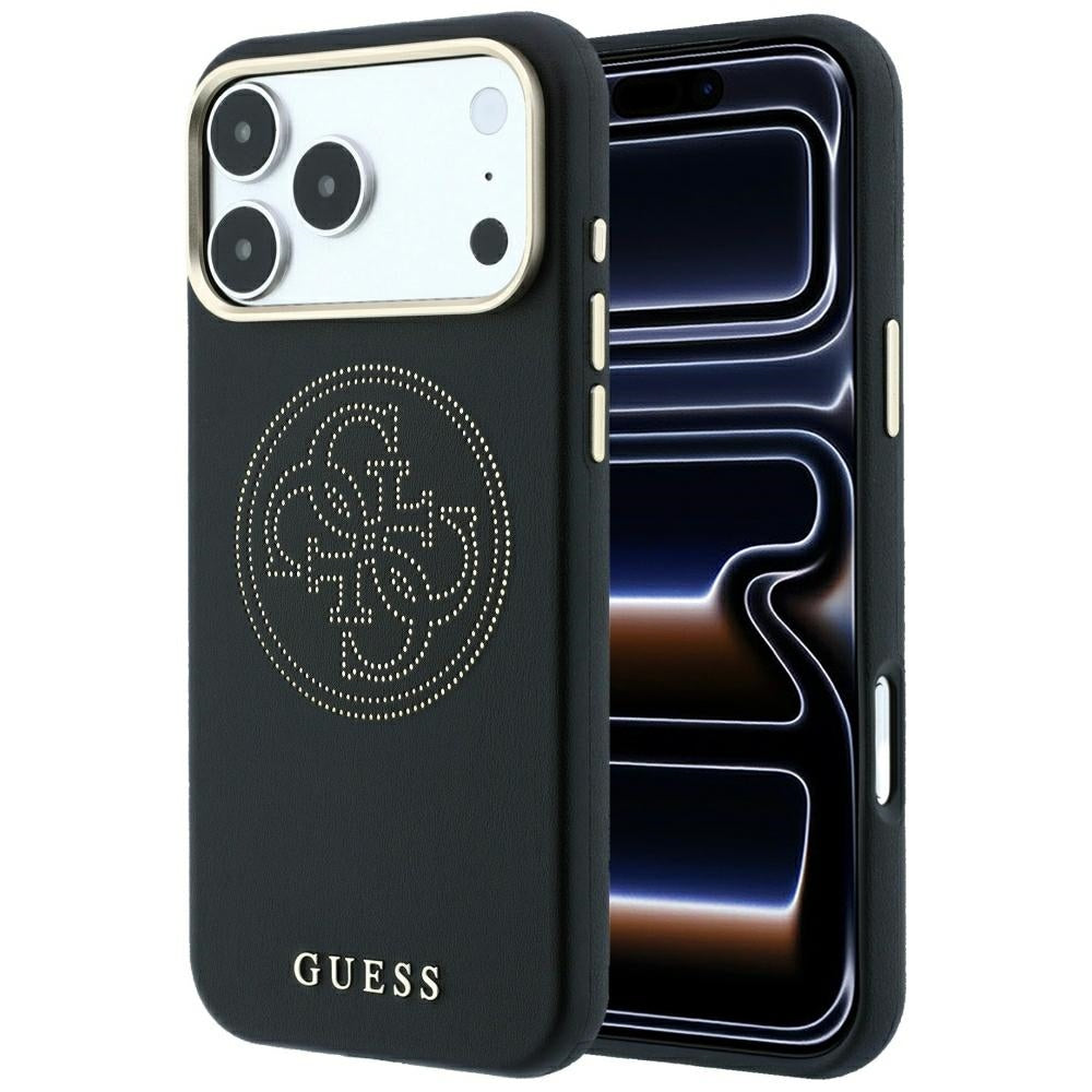 Ovitek MagSafe za Apple iPhone 18 Pro / 17 Pro, Guess, perforiran 4G, črn
