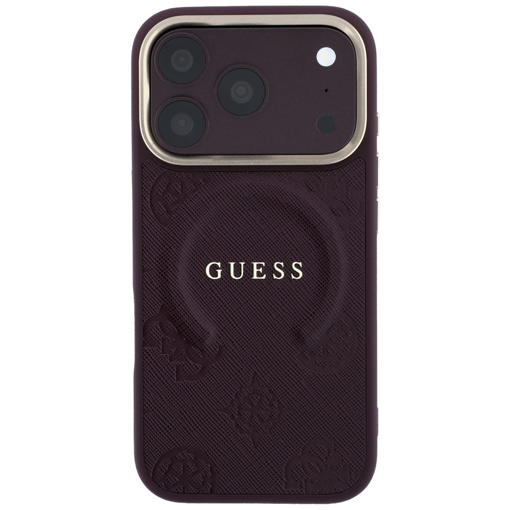 MagSafe ovitek za Apple iPhone 18 Pro / 17 Pro, Guess, Saffiano Peony Ring, Vijoličen