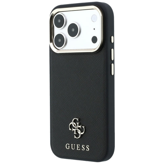 Ovitek MagSafe za Apple iPhone 18 Pro / 17 Pro, Guess, Saffiano Small 4G Classic, Črn