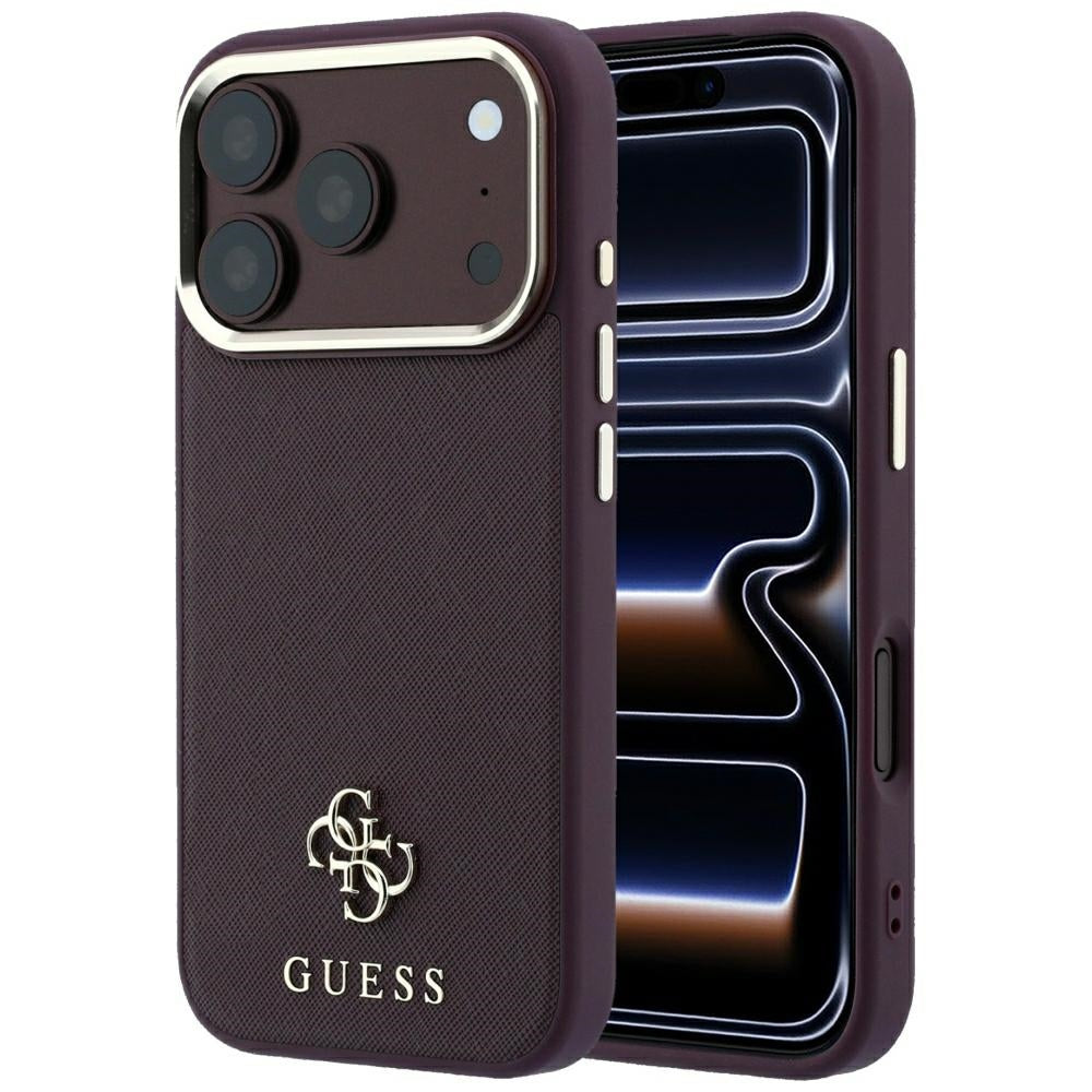 Ovitek MagSafe za Apple iPhone 18 Pro / 17 Pro, Guess, Saffiano Small 4G Classic, Vijoličen