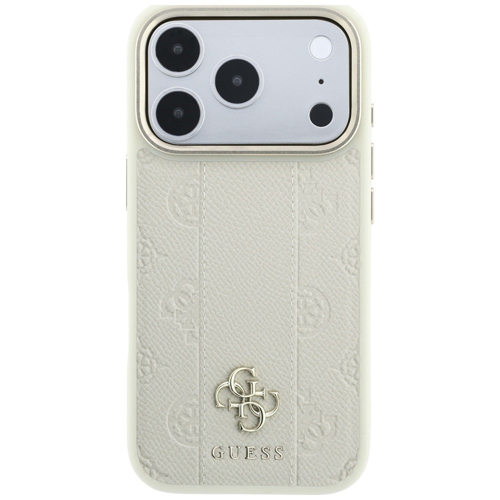 MagSafe ovitek za Apple iPhone 18 Pro / 17 Pro, Guess, Stripe Peony 4G, bež